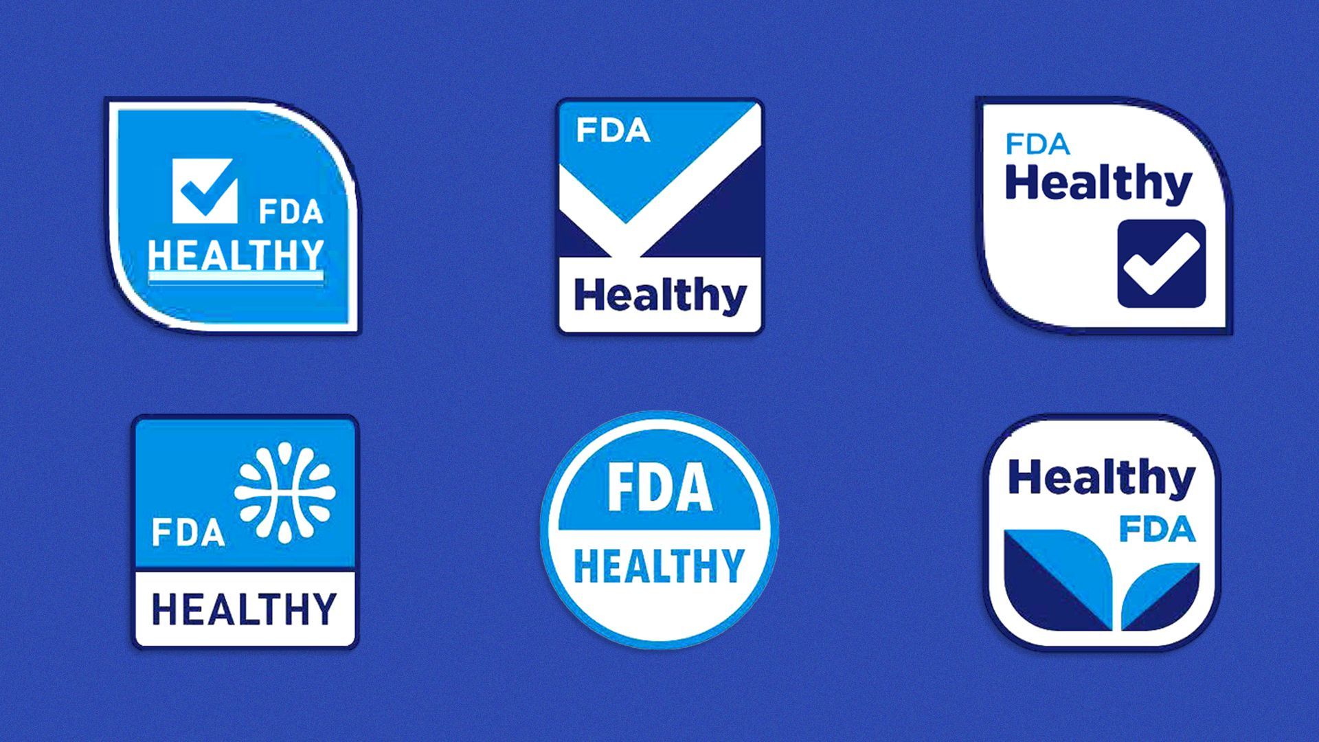 Several proposed blue and white labels