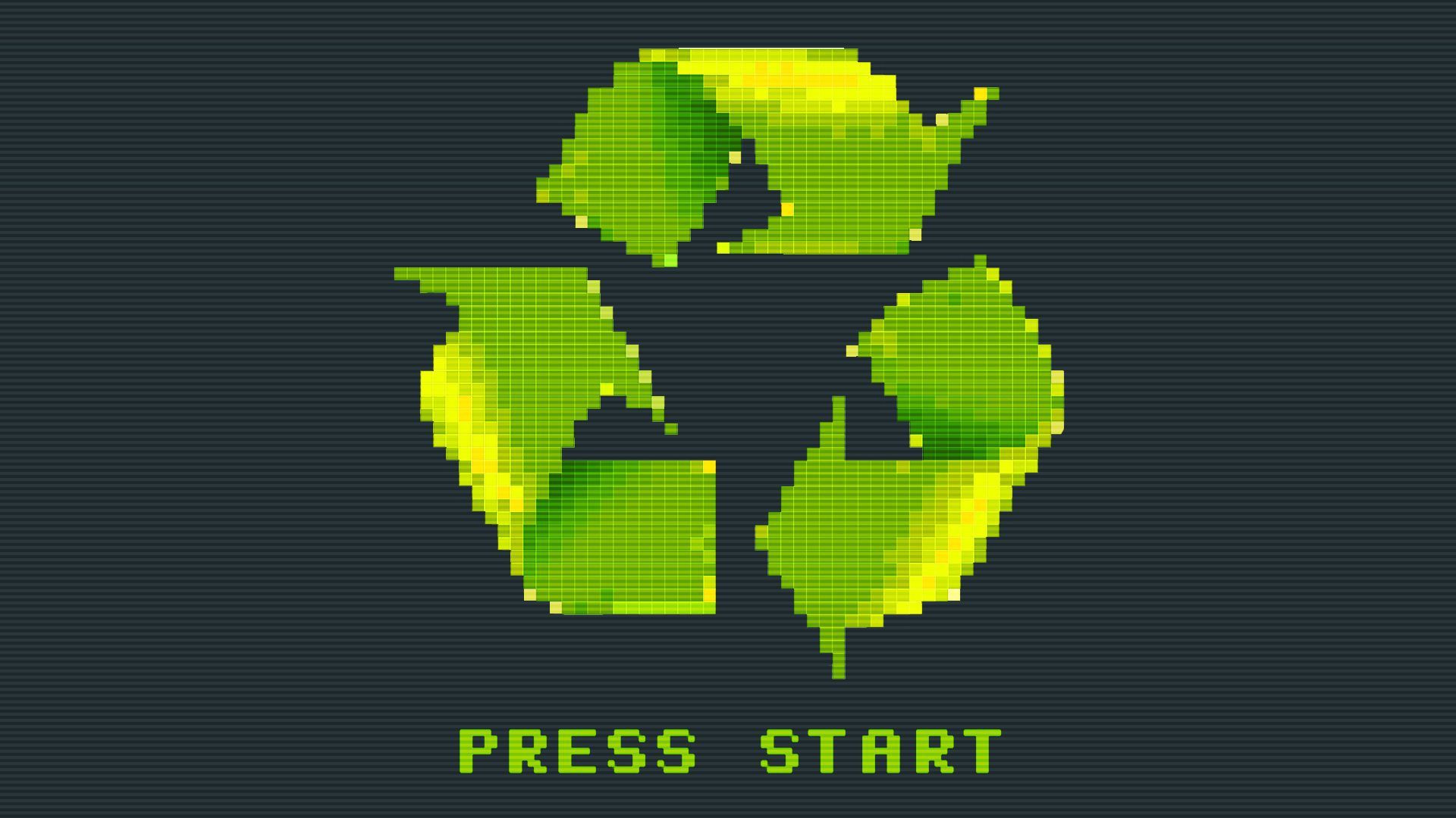 Recycle Icon pixelated to resemble old-school games.