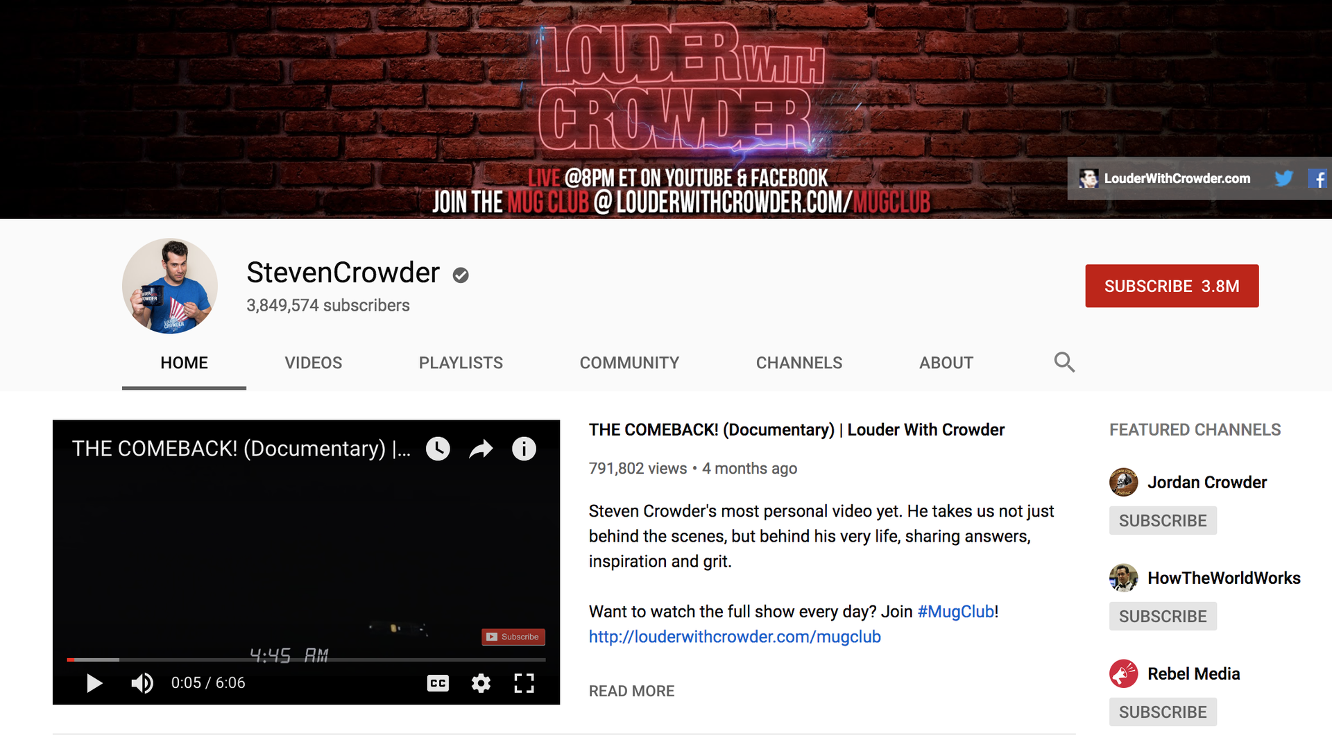 Steven Crowder's YouTube channel