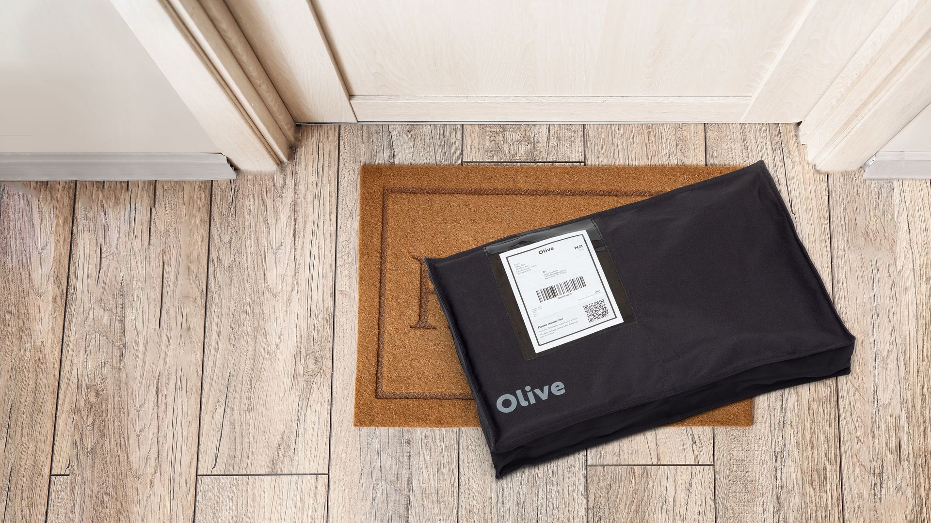 A picture of an Olive-packed package on a doorstep