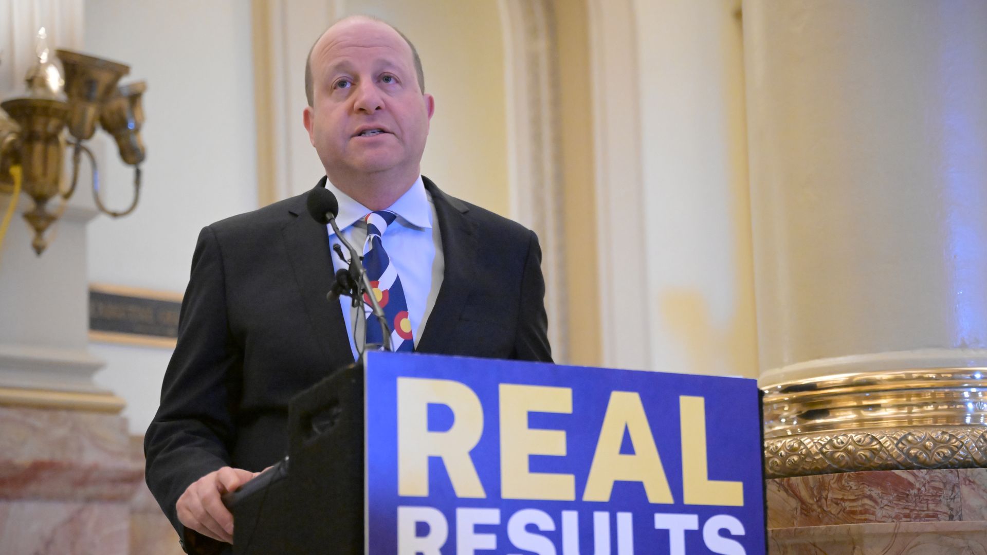 Gov. Jared Polis speaks during a press conference at Colorado State Capitol. Photo: Hyoung Chang/The Denver Post via Getty Images