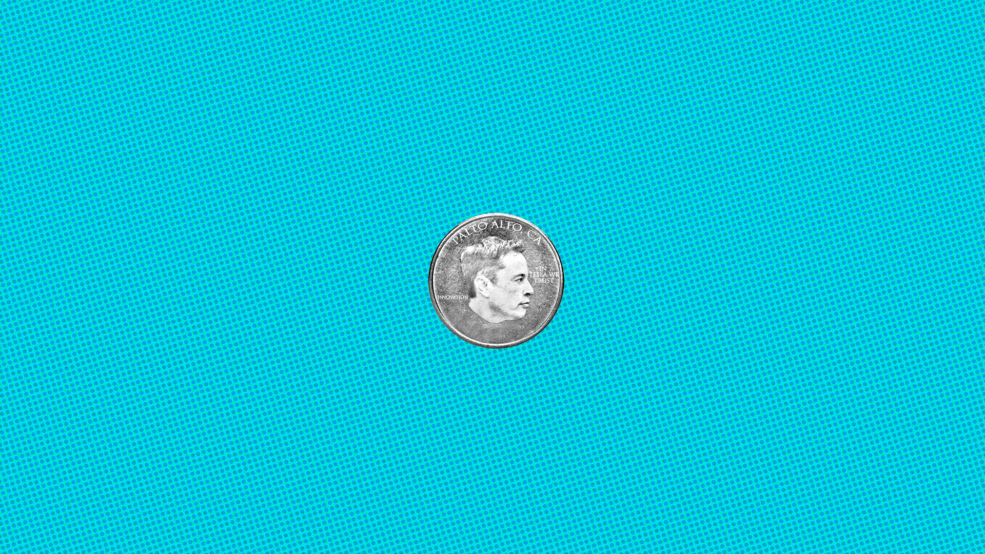 A coin with Elon Musk's face on it grows in size