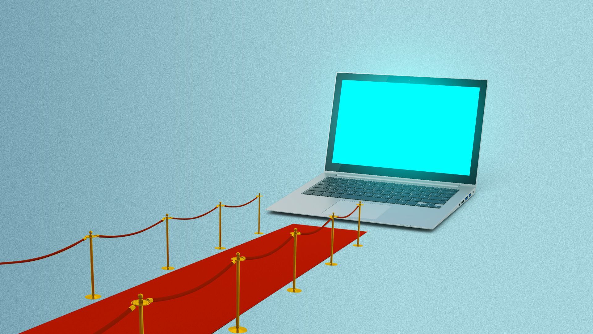 Illustration of a red carpet leading to a laptop. 