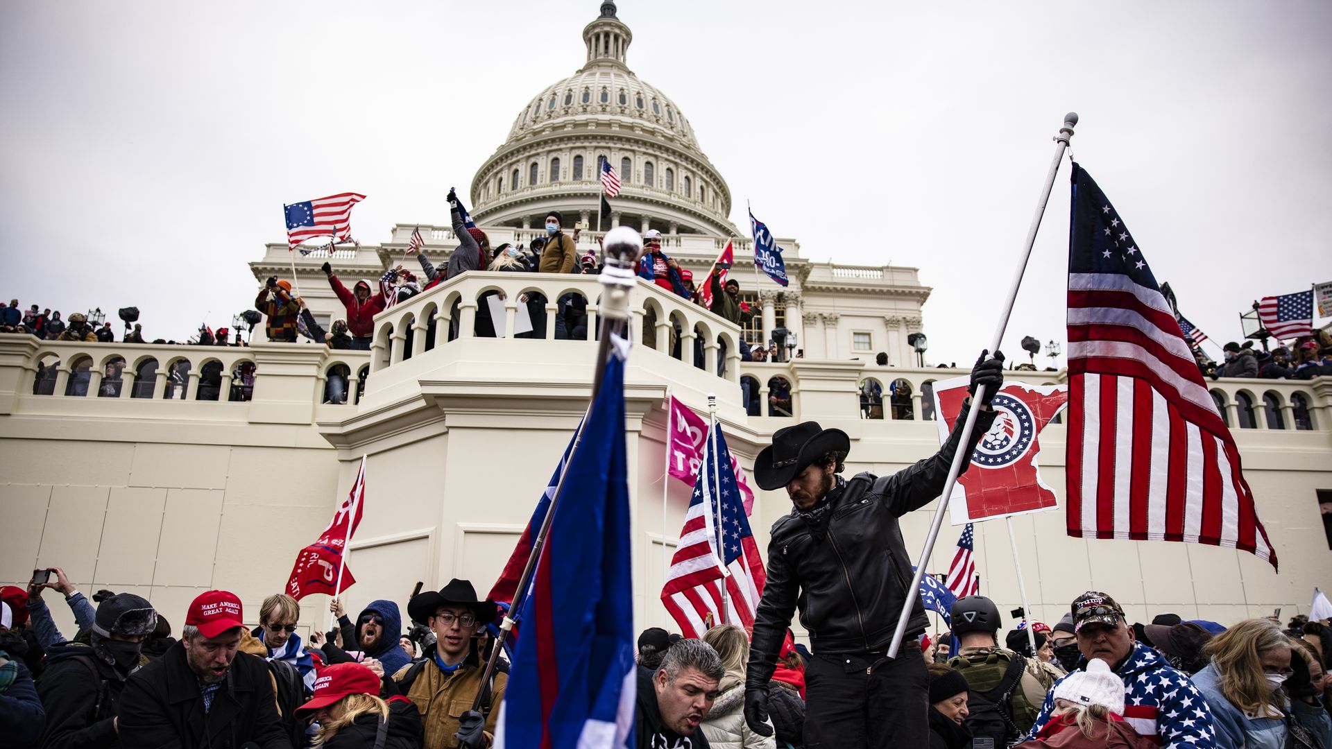 Pro-Trump supporters storm the U.S. Capitol following a rally with President Donald Trump on January 6