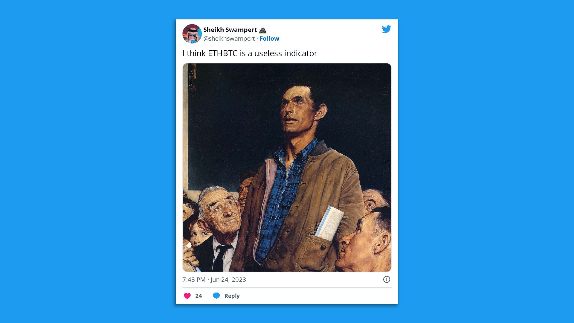 A tweet that includes a Normal Rockwell image. 