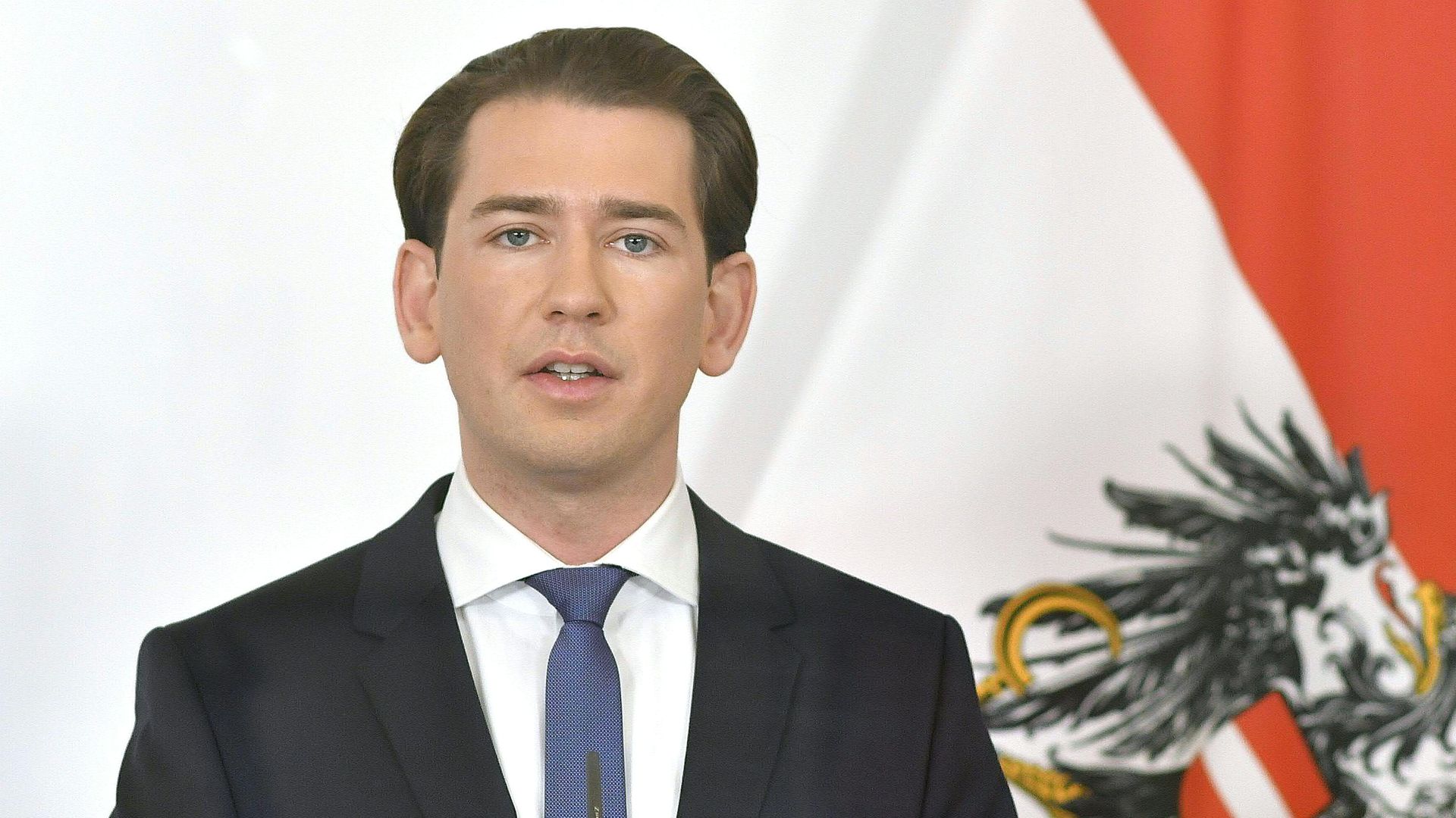 Austria's Chancellor Sebastian Kurz addresses journalists on November 14, 2020 in Vienna to comment on new restrictions taken to limit the spread of the novel coronavirus