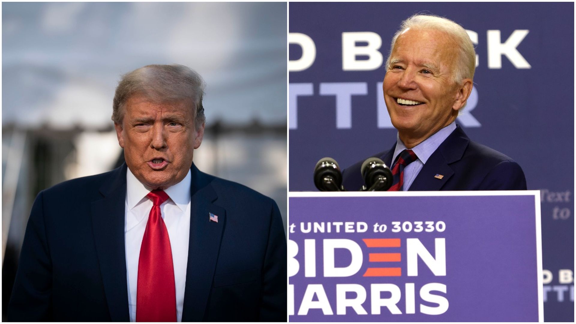 A combination photo of President Trump and Joe Bide.