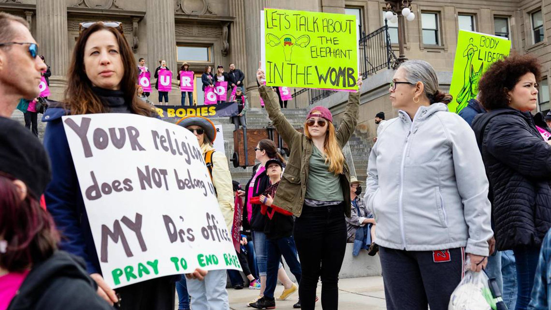 Picture of abortion rights supporters in Idaho