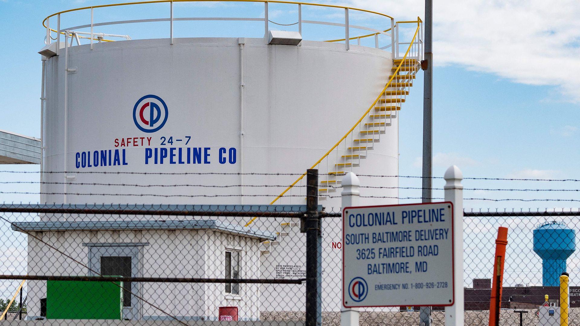 Colonial Pipeline fuel tanks in Baltimore in May 2021.