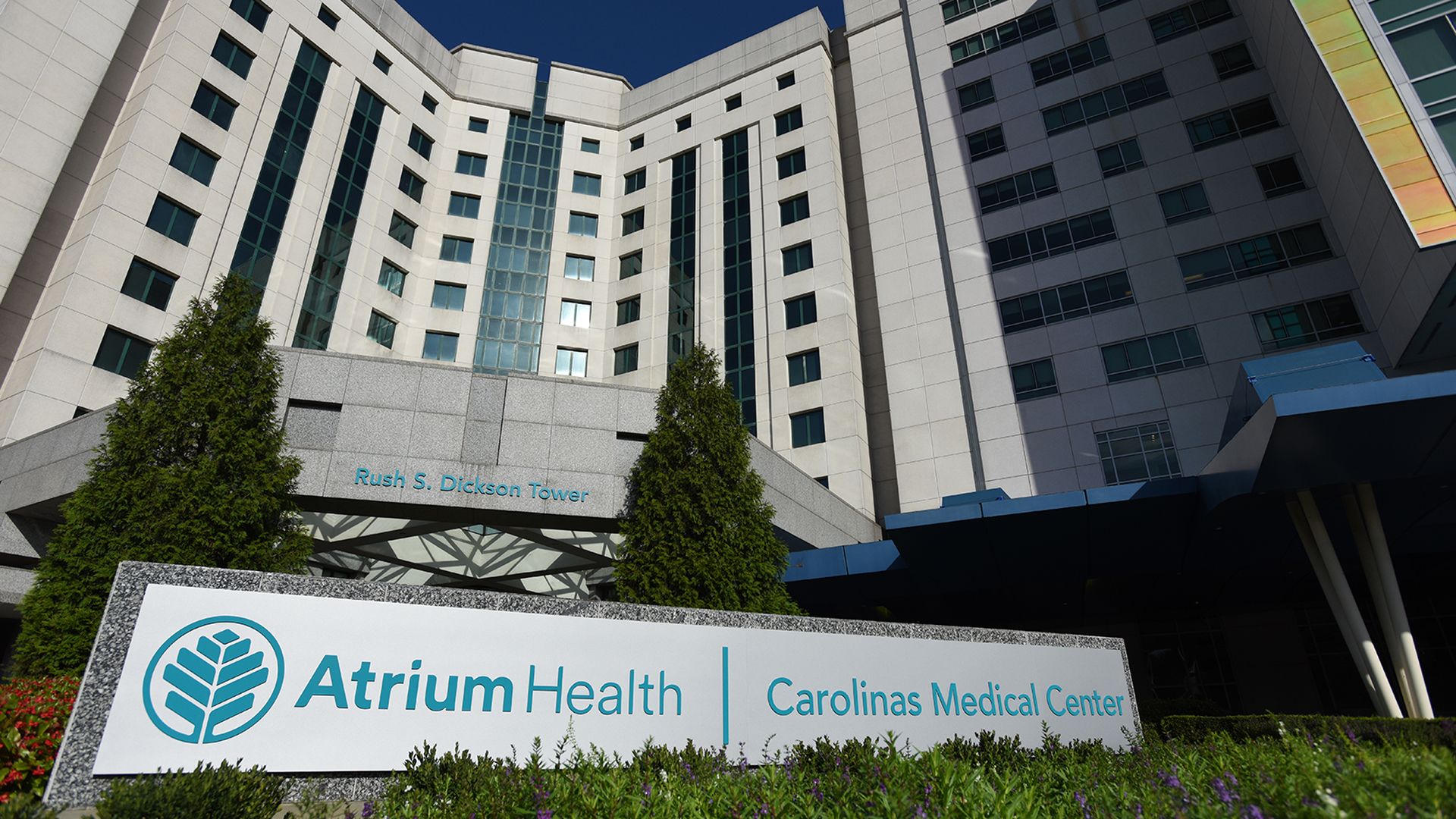 Atrium Health's Carolinas Medical Center hospital building.