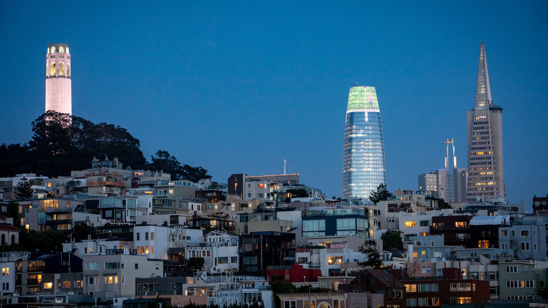 Salesforce Tower, as seen with San Francisco in the backdrop and foreground