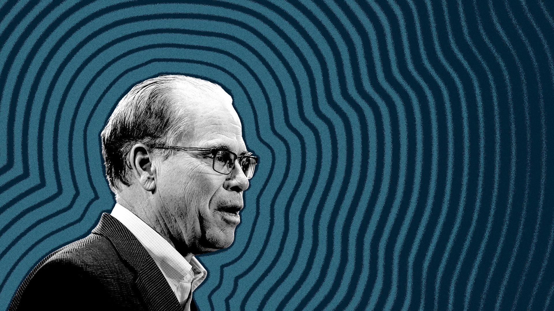 Photo illustration of Mike Braun with lines radiating from him.