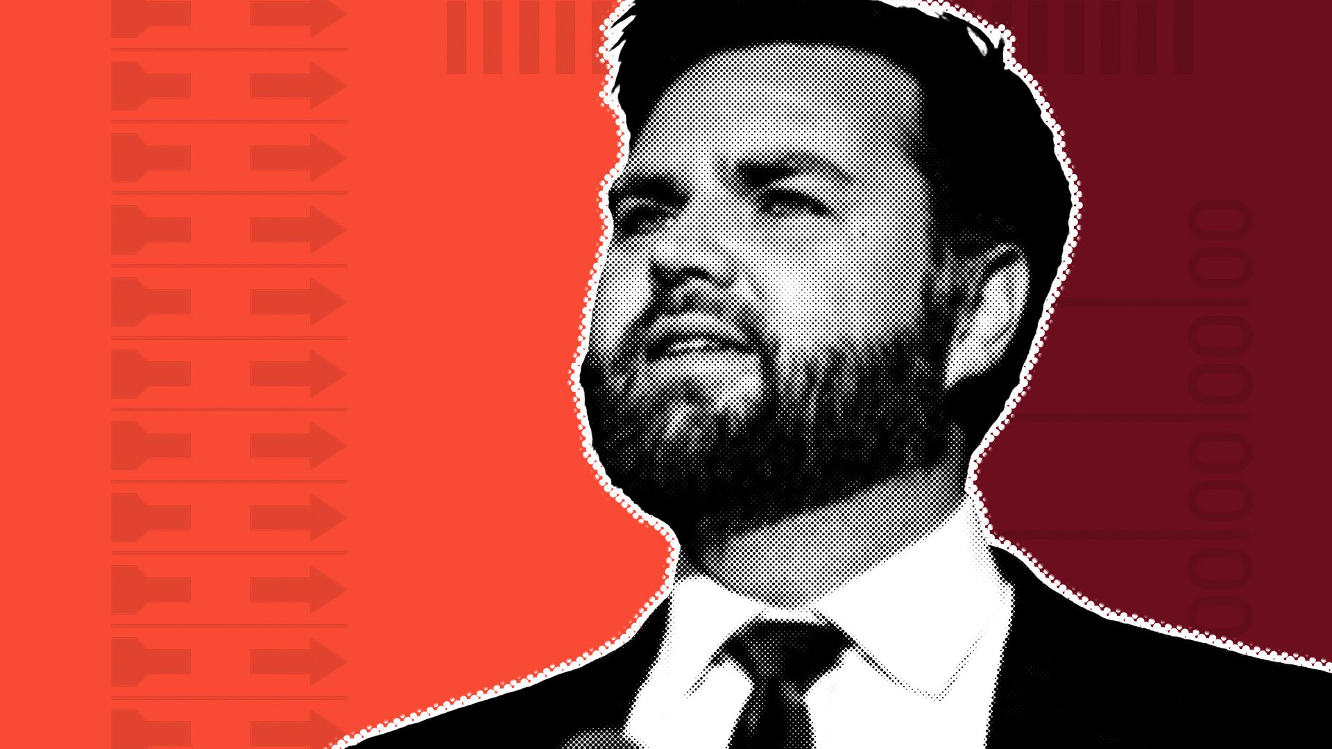 Photo illustration collage of J.D. Vance surrounded by ballot shapes.