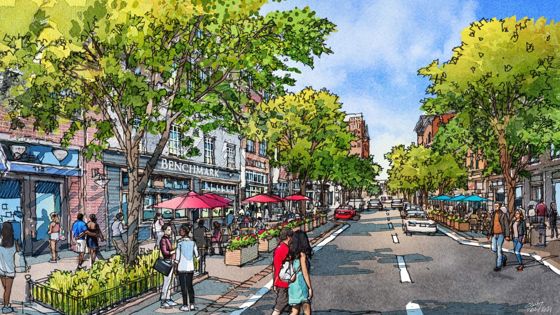 Rendering of a redesigned Second Avenue provided by Mayor John Cooper's office with tree-lined streets 