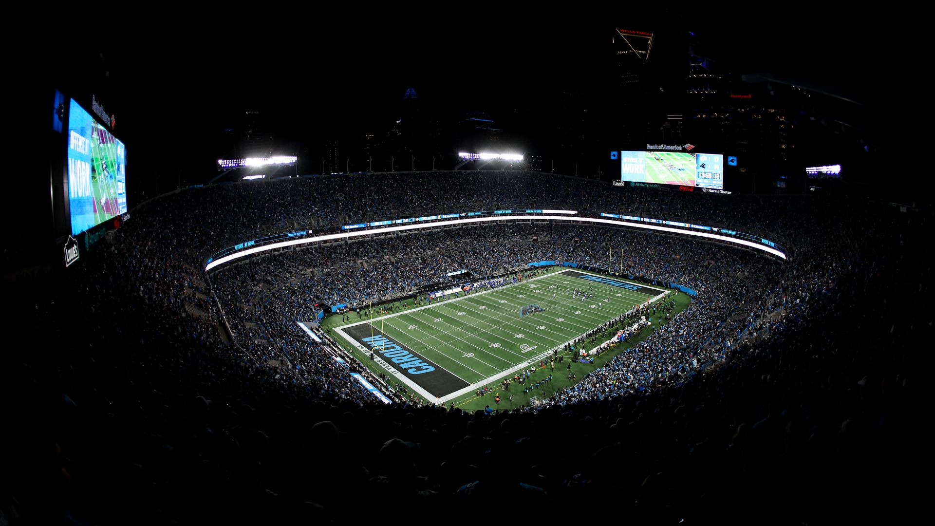Bank of America Stadium packed during a playoff game. 