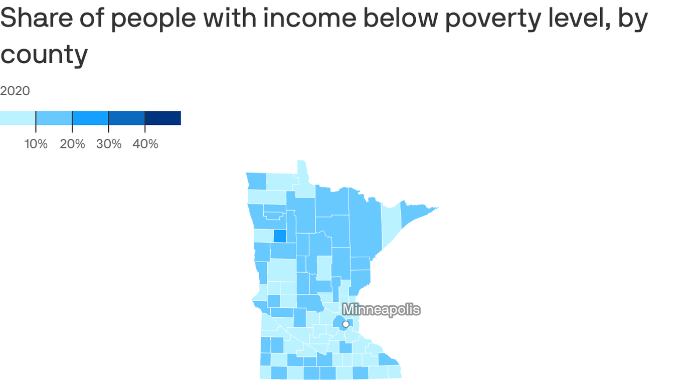 Mapped Poverty in Minnesota in 2020 Axios Twin Cities