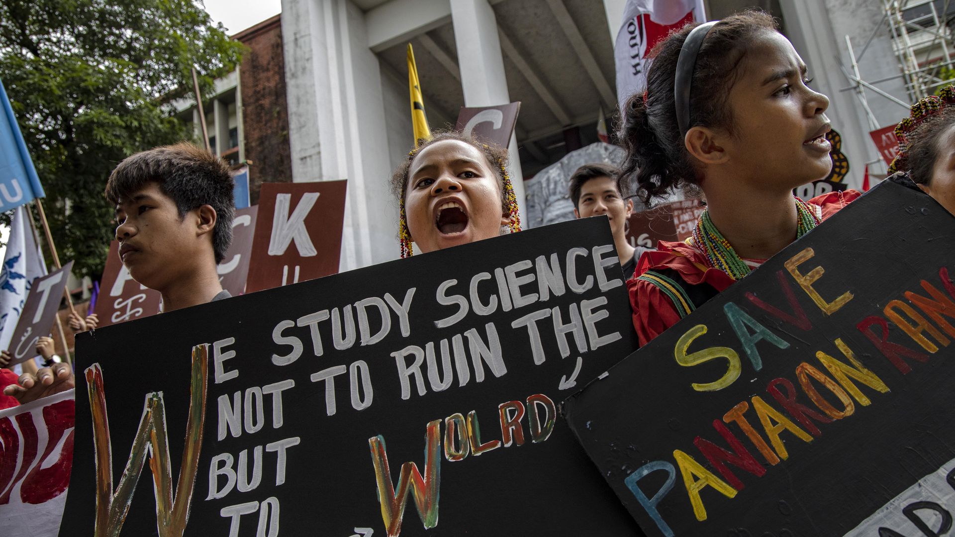 Students protesting climate change in the Philippines