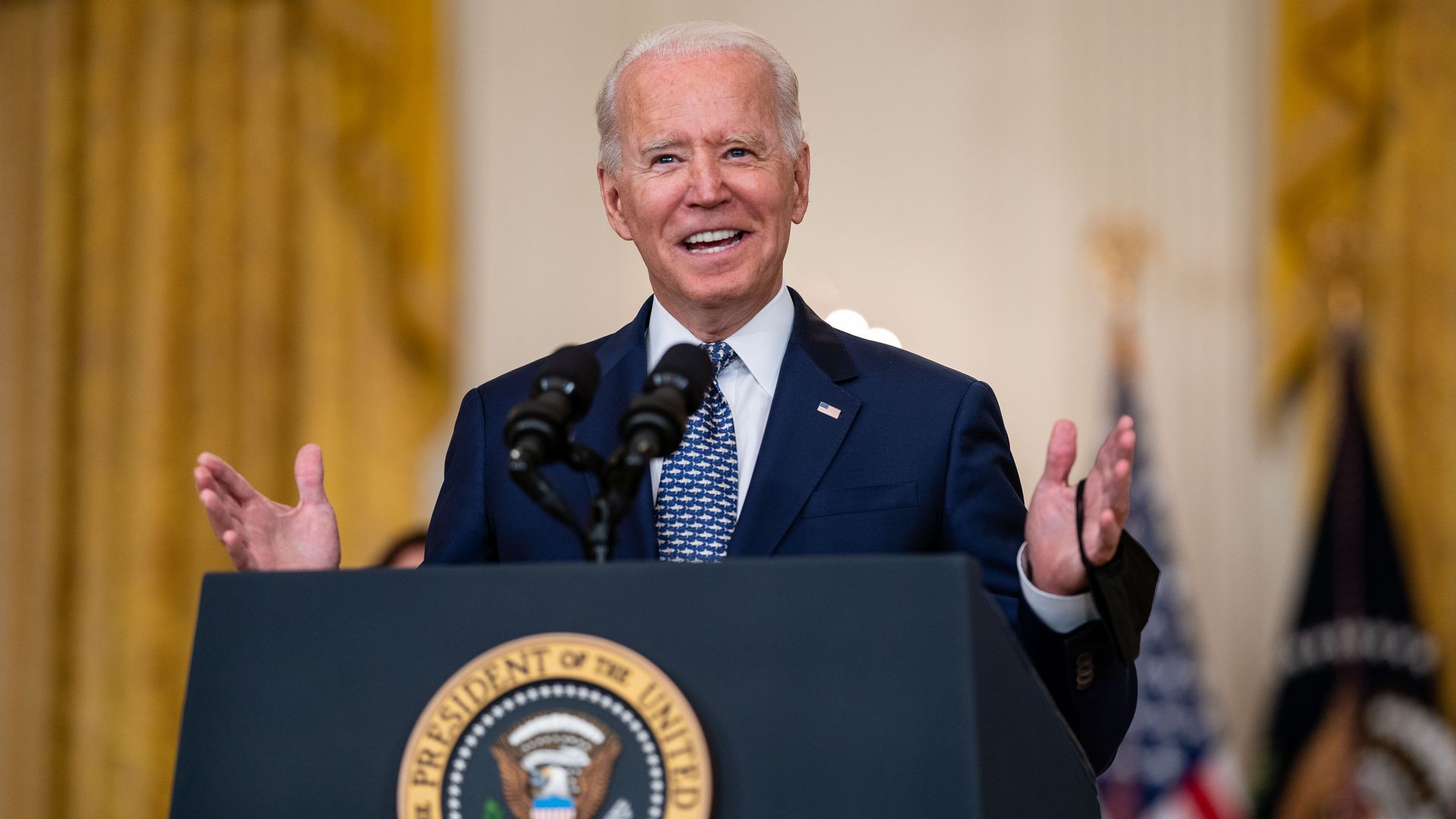 President Joe Biden delivers remarks on the Senate approving H.R. 3684 Infrastructure Investment and Jobs Act,