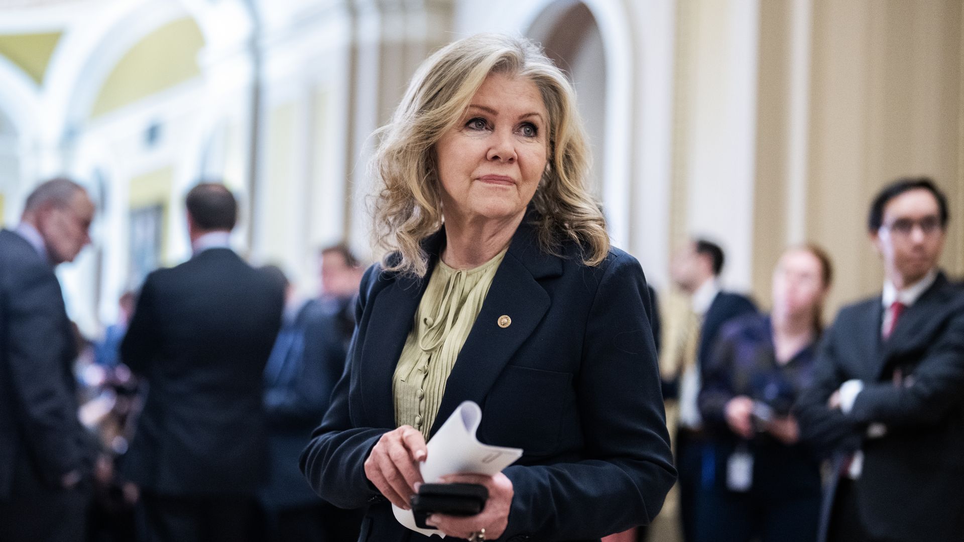 Sen. Marsha Blackburn, R-Tenn., is seen after the senate luncheons in the U.S. Capitol.