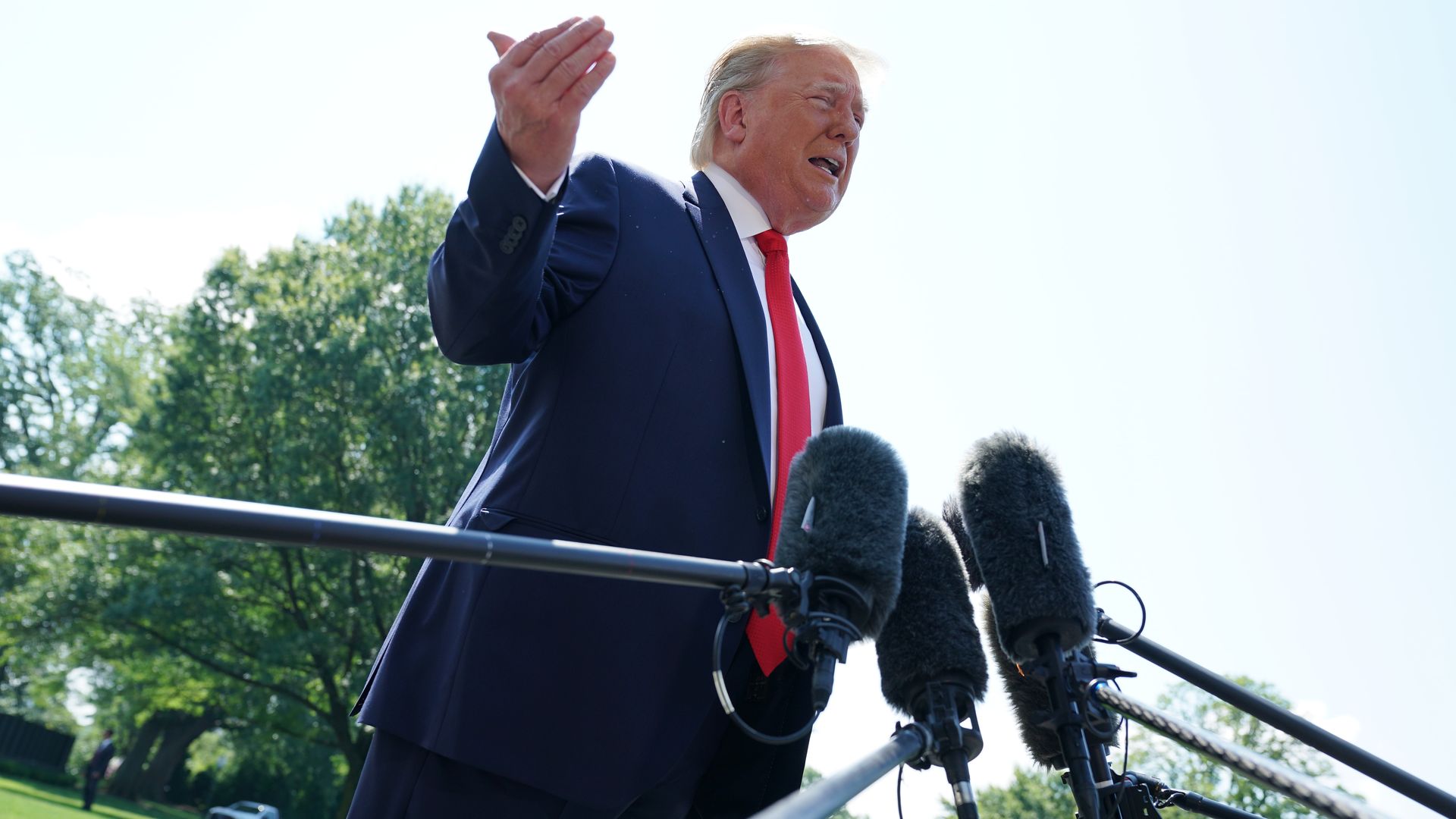 President Trump talks to reporters