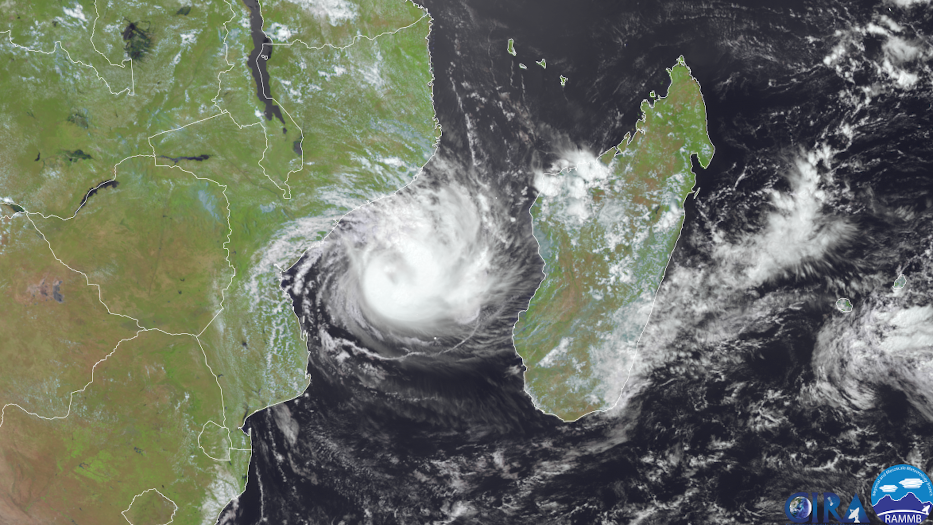 Satellite view of Tropical Cyclone Freddy.