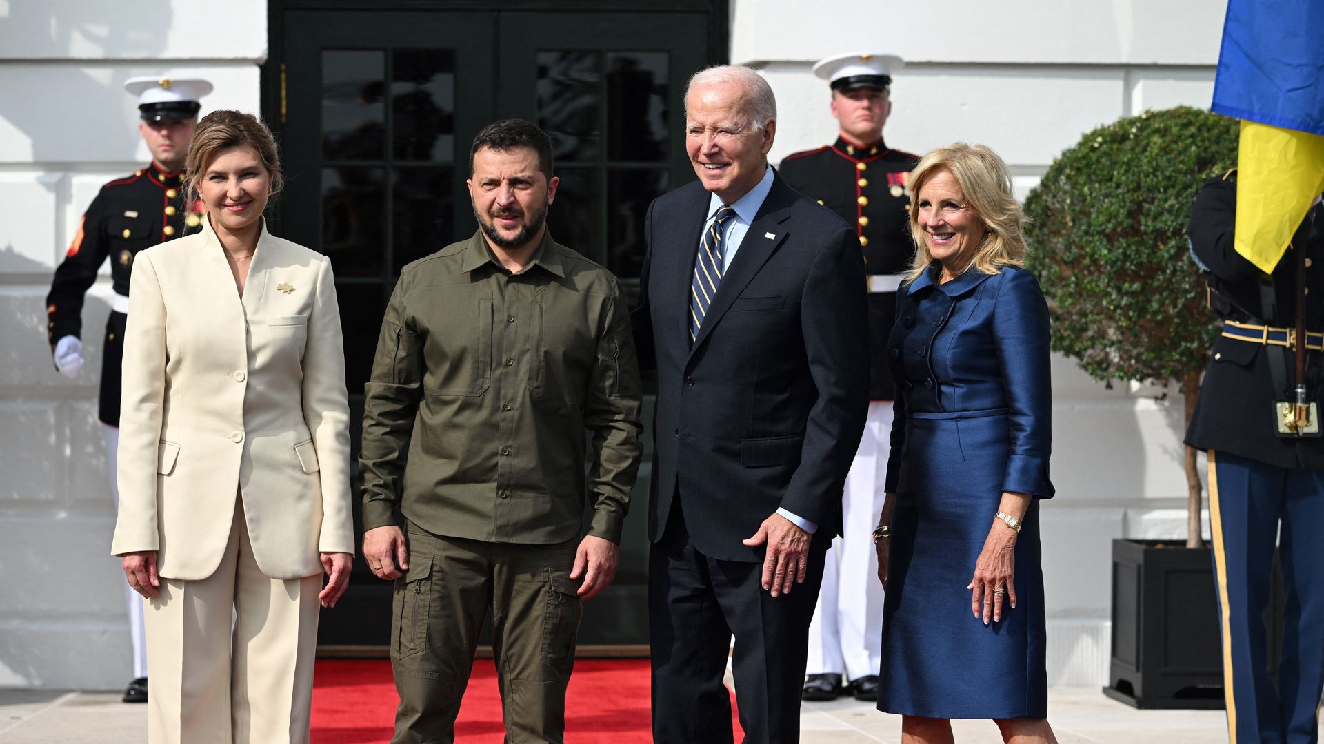 Presidents Biden and Zelensky with first ladies Jill Biden and Olena Zelenska at the White House on Sept. 21.