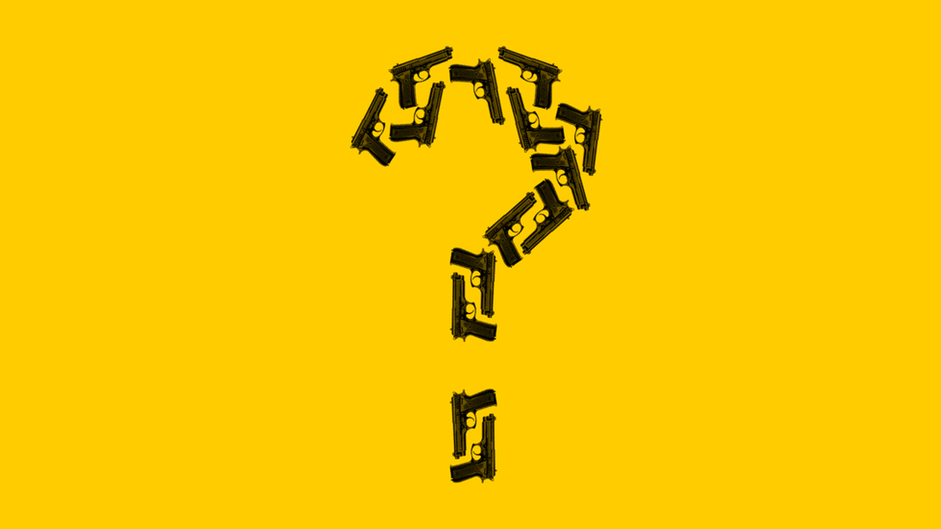 Question mark made of guns