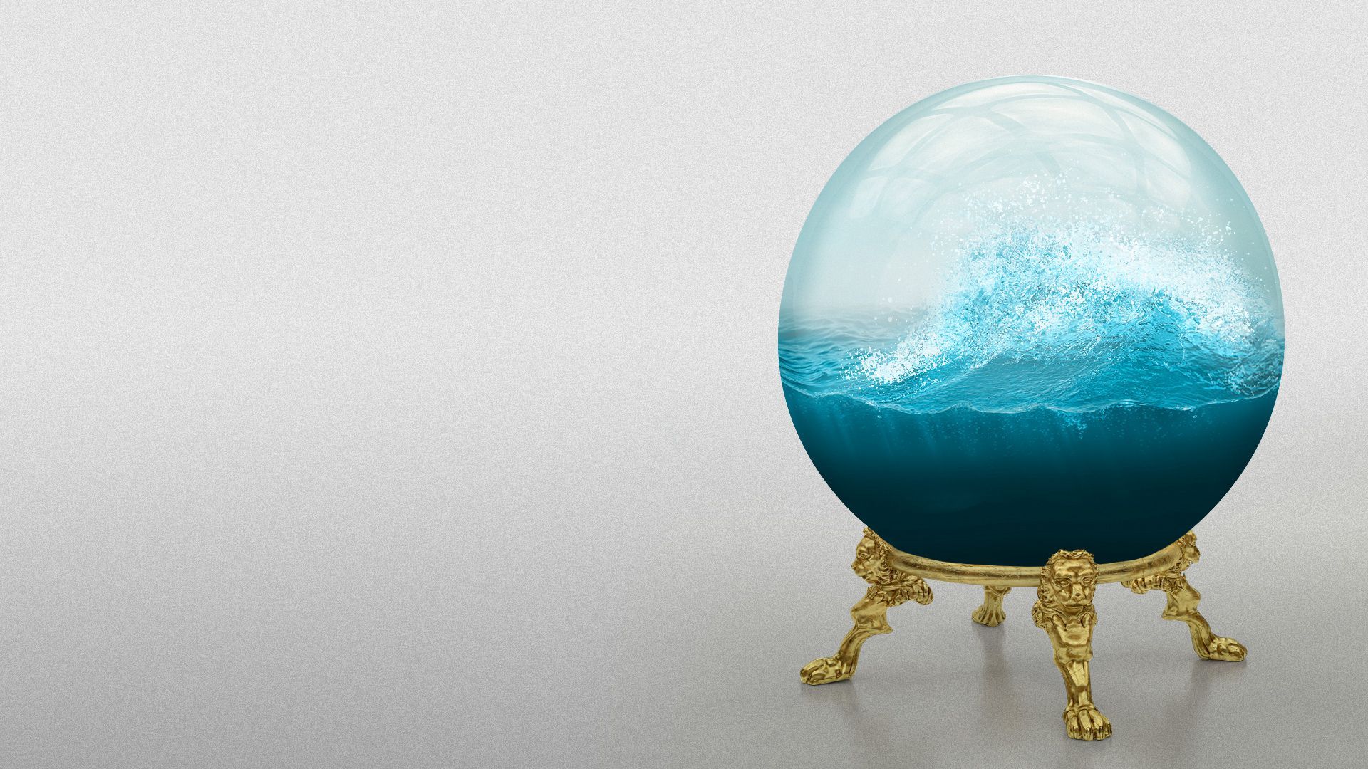 Illustration of the ocean inside a crystal ball. 
