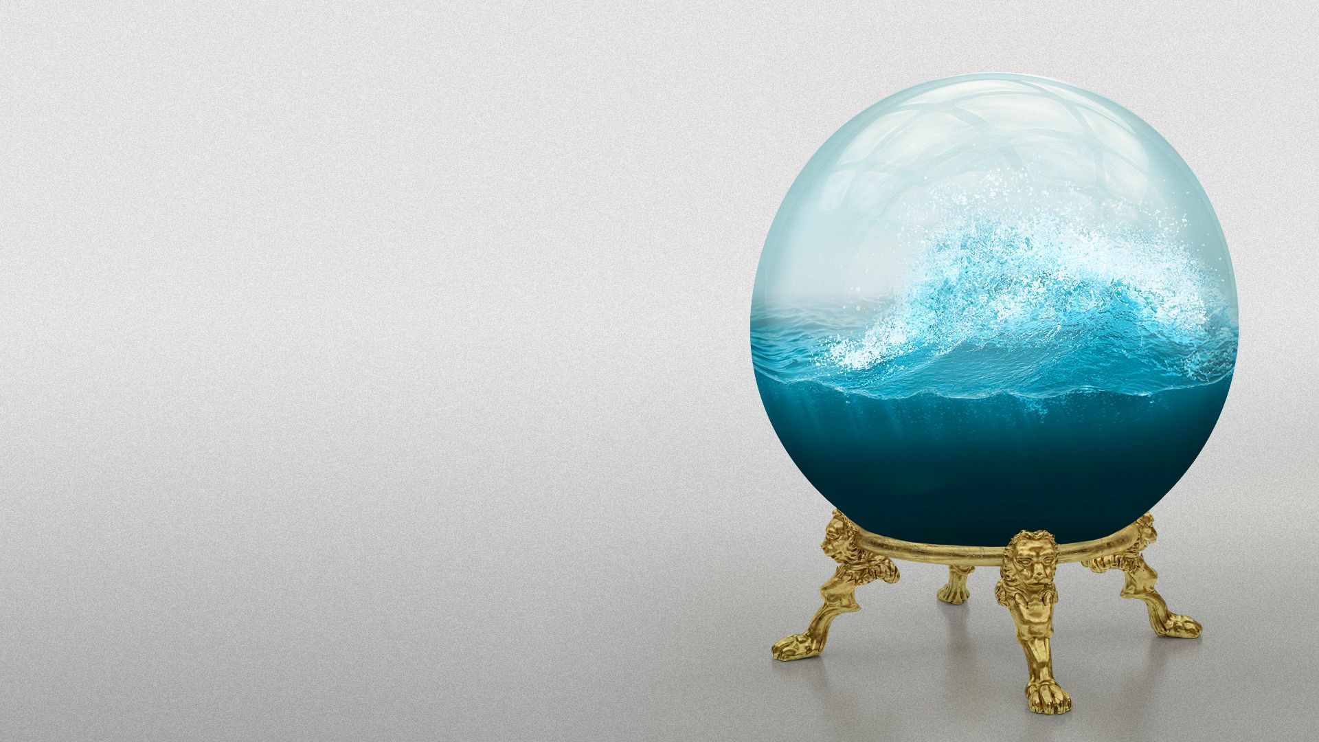 Illustration of the ocean inside a crystal ball.