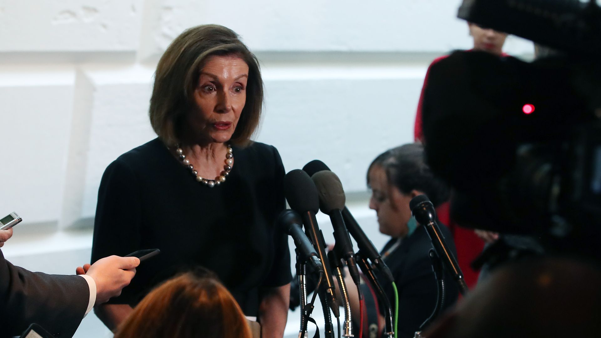 Speaker of the House Nancy Pelosi speaking with press