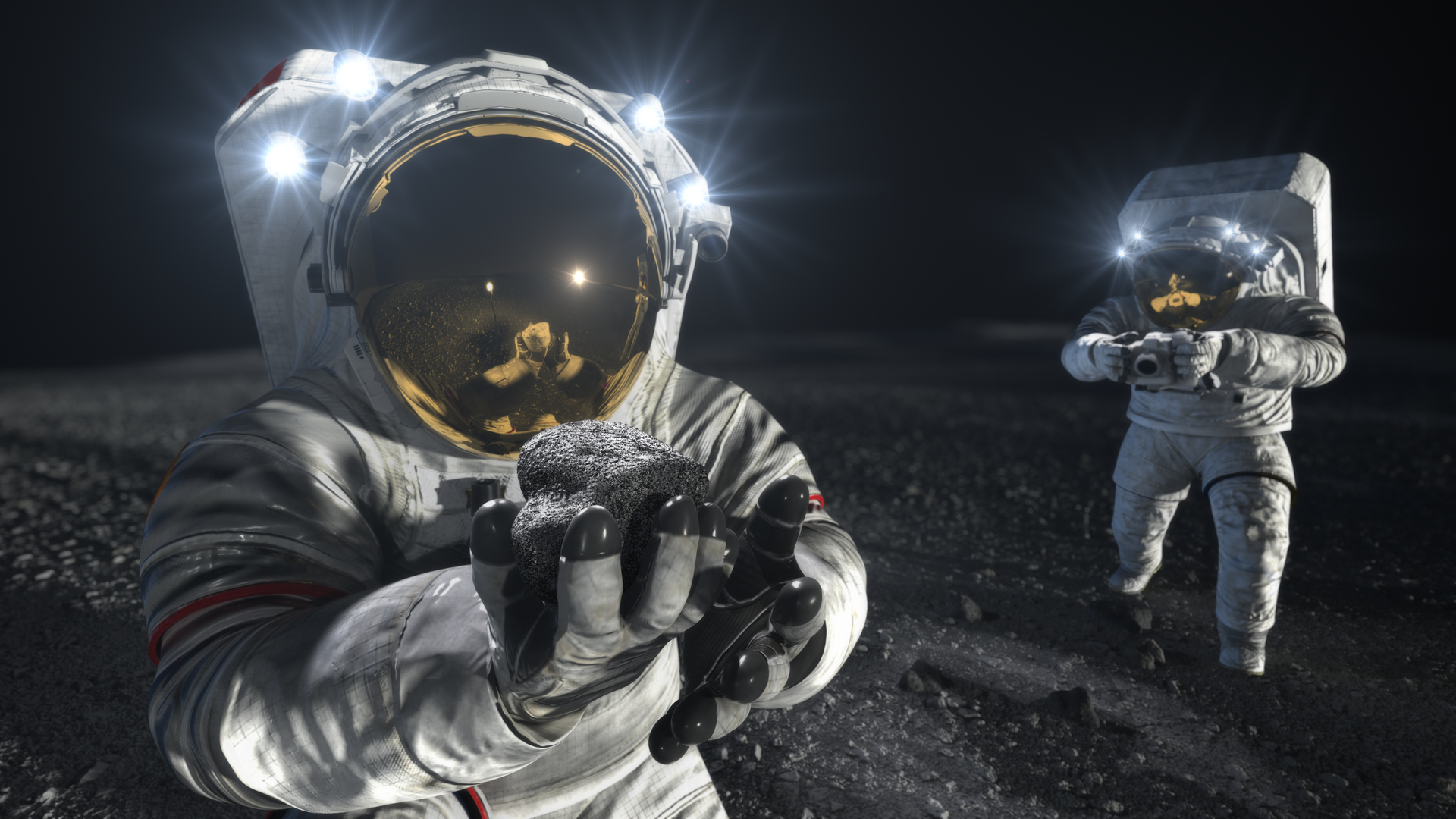 Artist's illustration of an astronaut on the Moon in a spacesuit