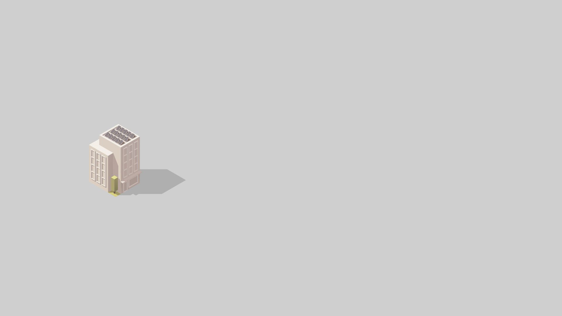 Illustration of small apartment building surrounded by empty space.