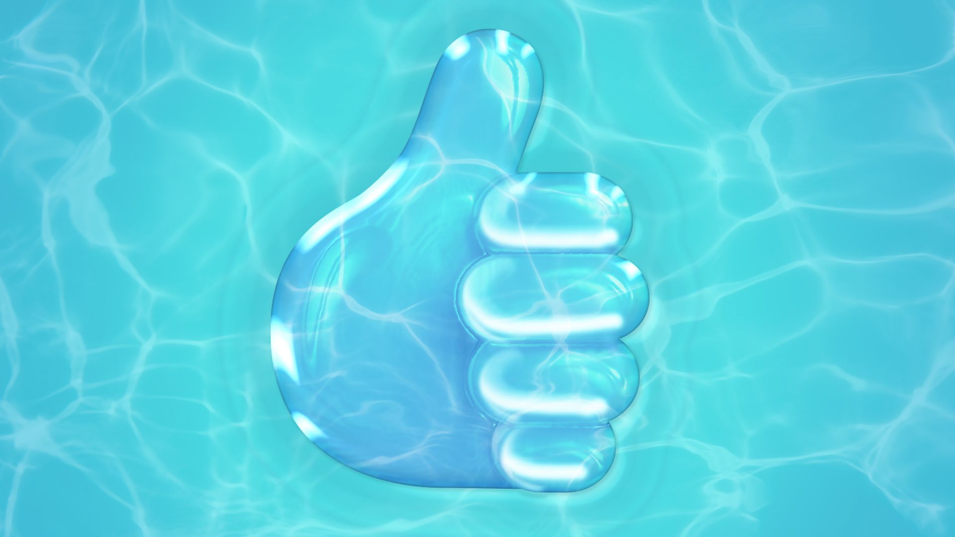 Illustration of a thumbs up emoji made out of water. 
