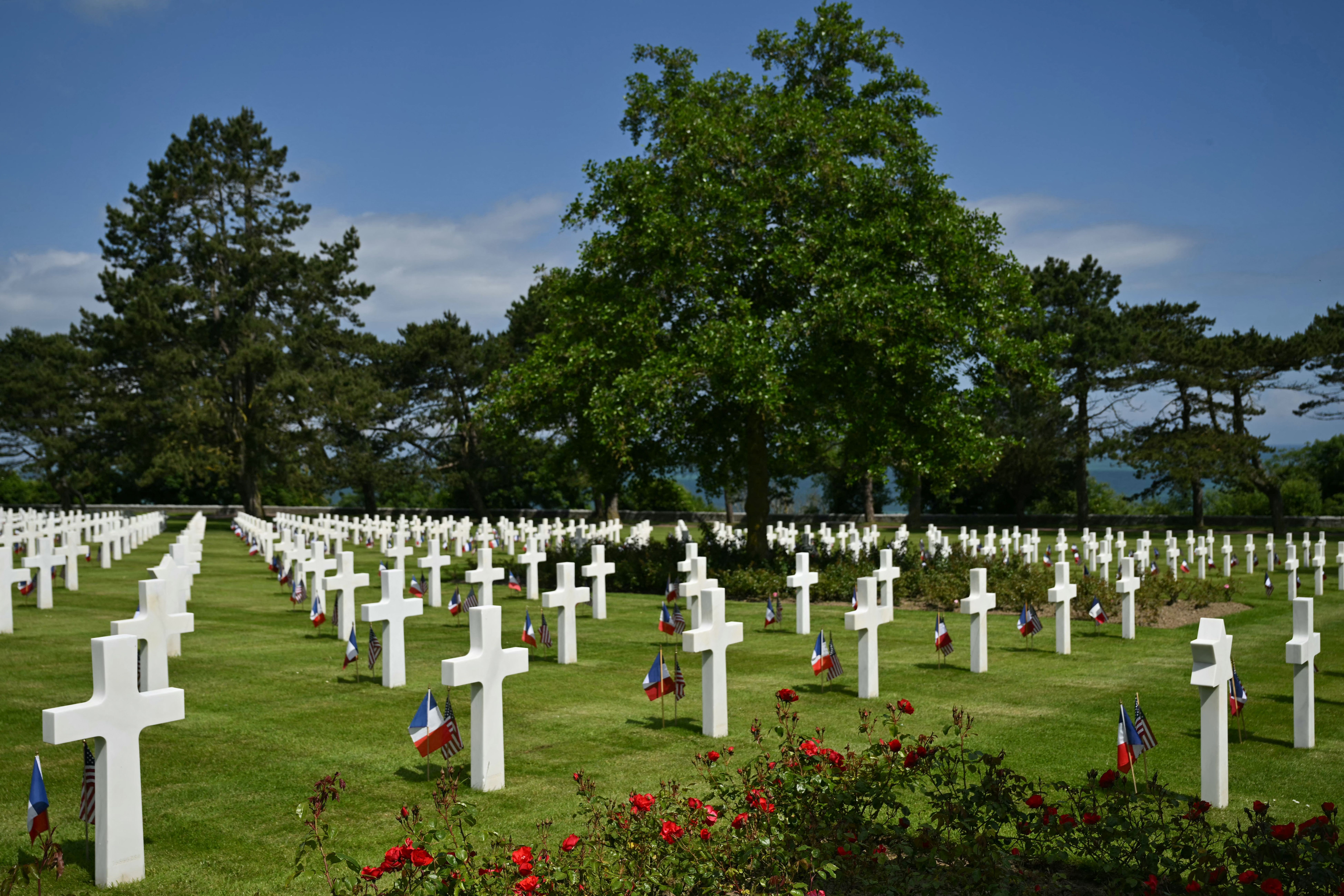 Part of the American Cemetery of Colleville-sur-Mer, France, near Omaha beach on June 5.