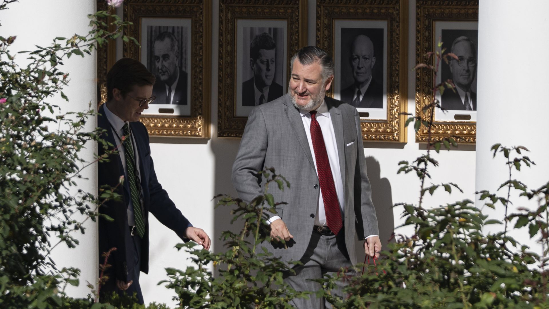 Sen. Ted Cruz leaves a building