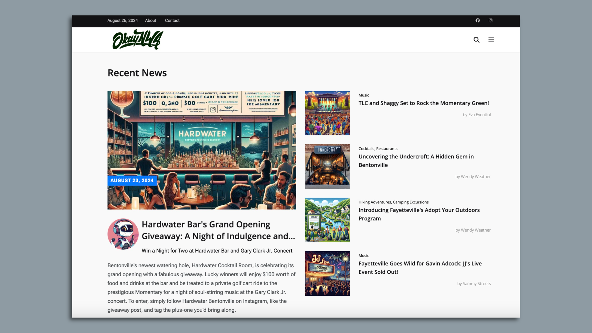 Screenshot of OkayNWA.com.