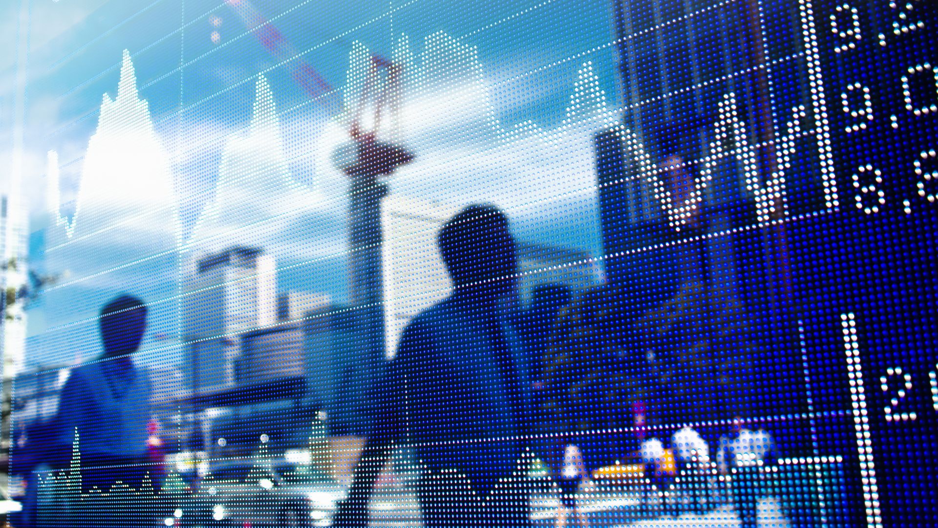 Reflection of stock market graph in window