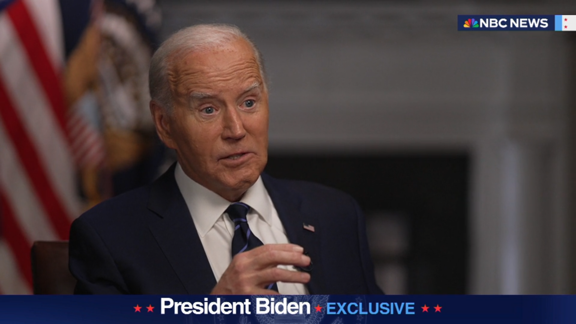 President Joe Biden gives an interview to NBC News' Lester Holt on July 15, 2024. (Screenshot: NBC News)