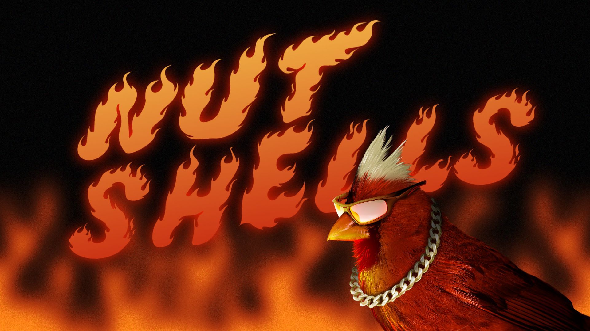 Illustration of a cardinal dressed as Guy Fieri. 
