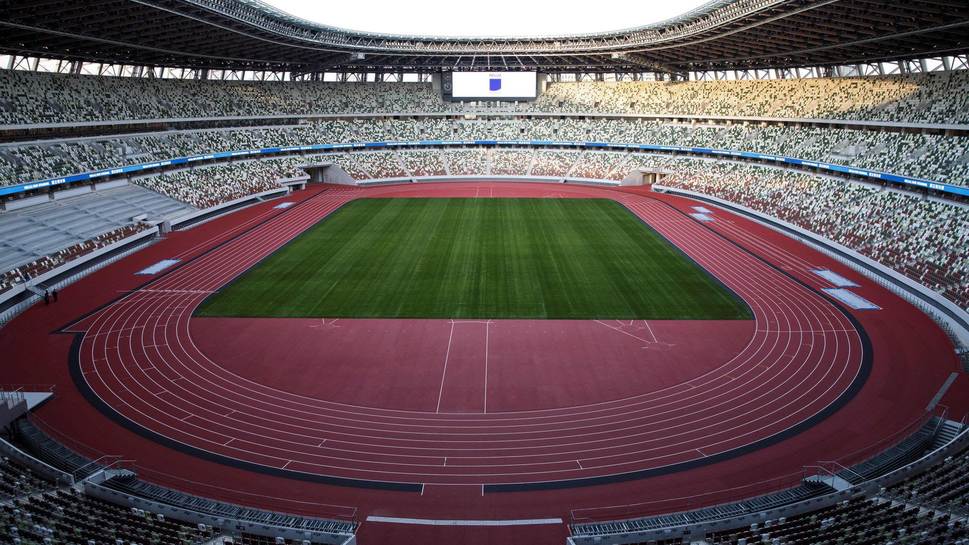 The National Stadium in Tokyo during a media tour following its completion in December.