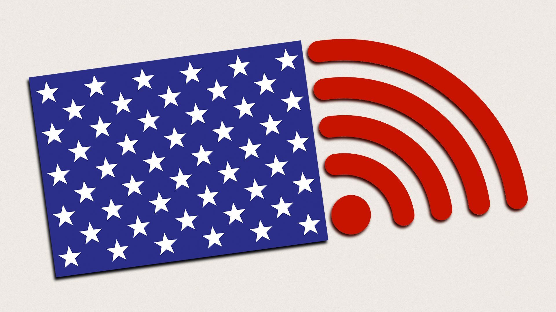 Illustration of U.S. flag stripes turning into a wifi signal
