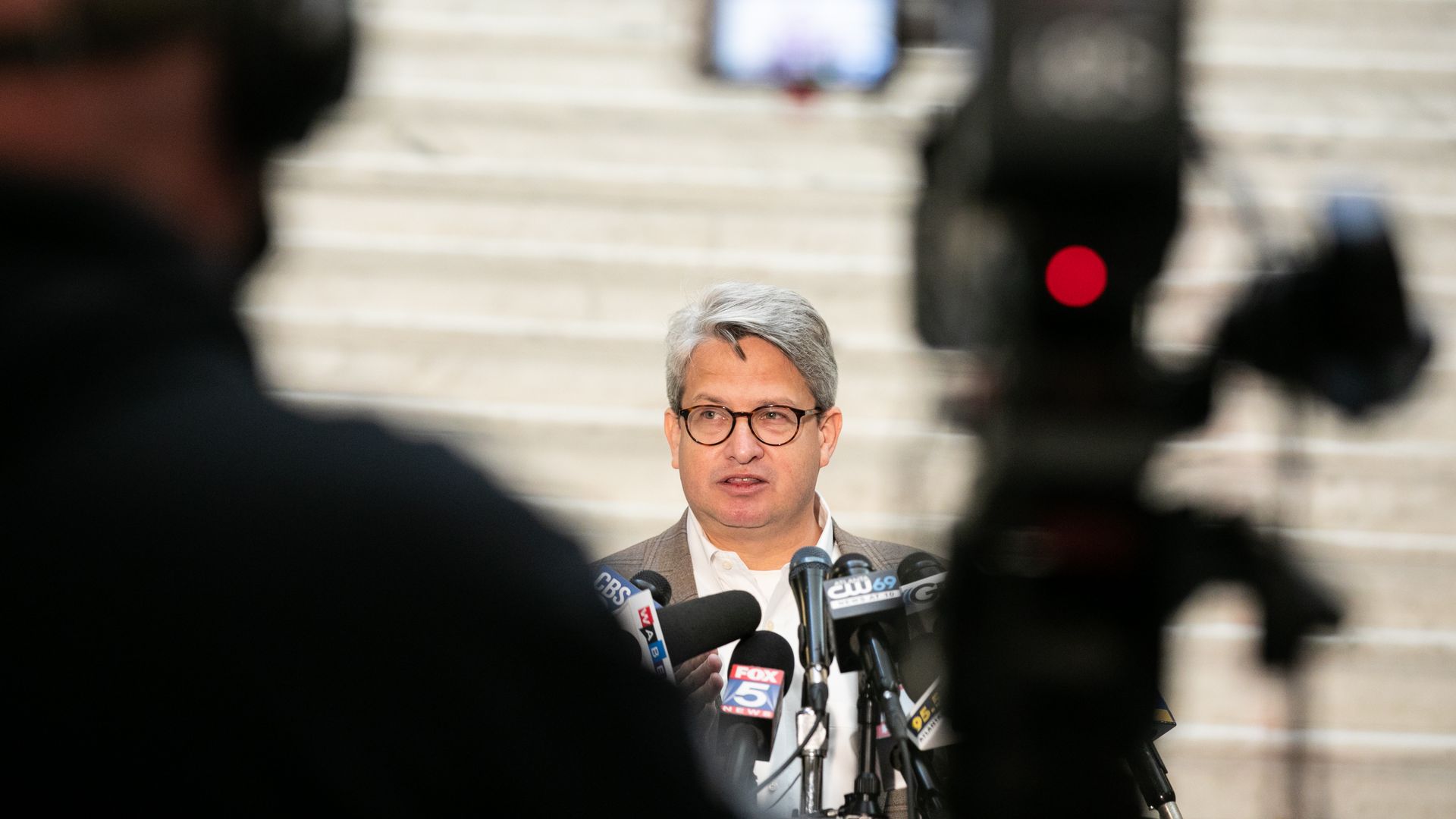 Photo of Gabriel Sterling, voting systems manager for Georgia, speaking at a press conference