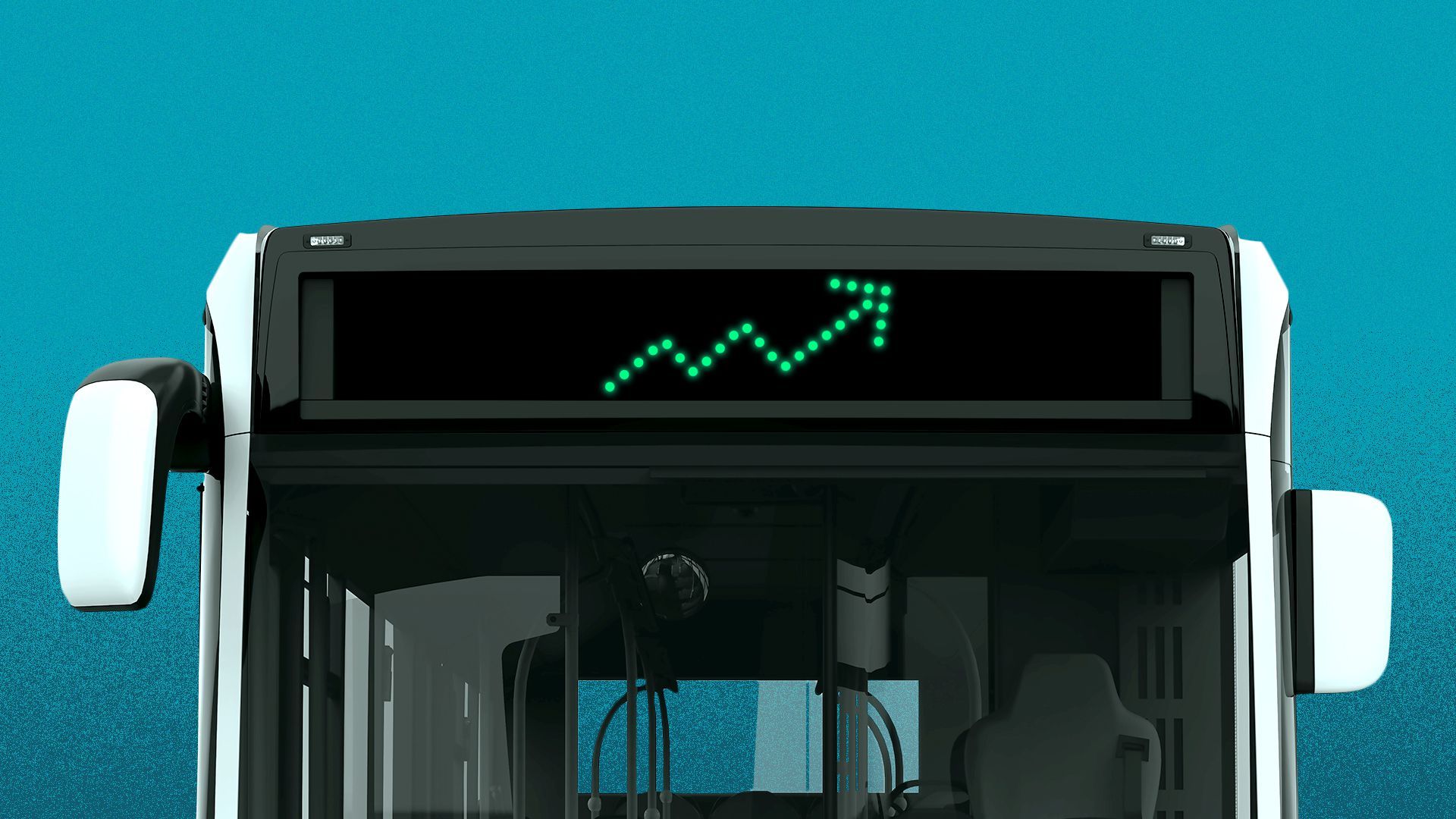 Illustration of a bus that is displaying an upward trend line.