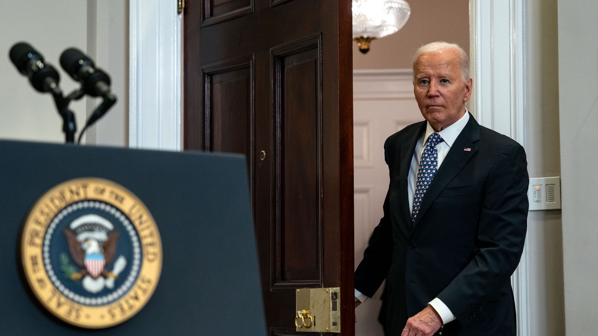 Biden walking in door