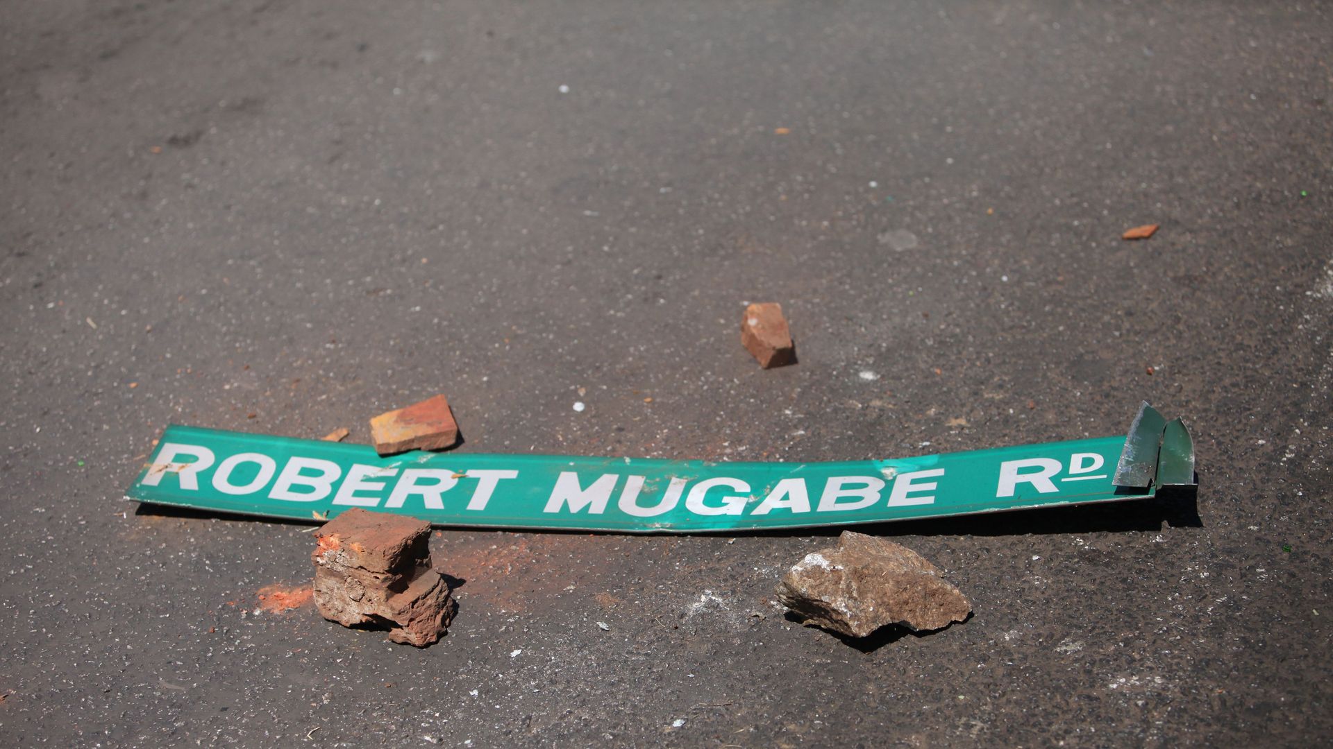 A street sign with Robert Mugabe's name on it