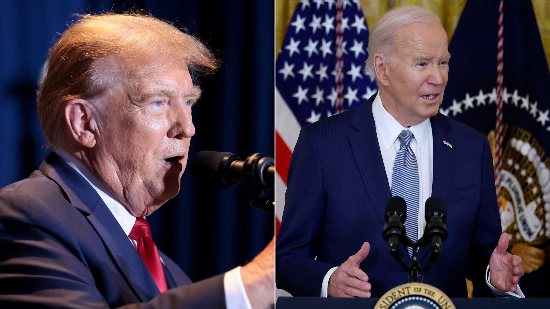 side by side image of former President Trump and President Biden. 
