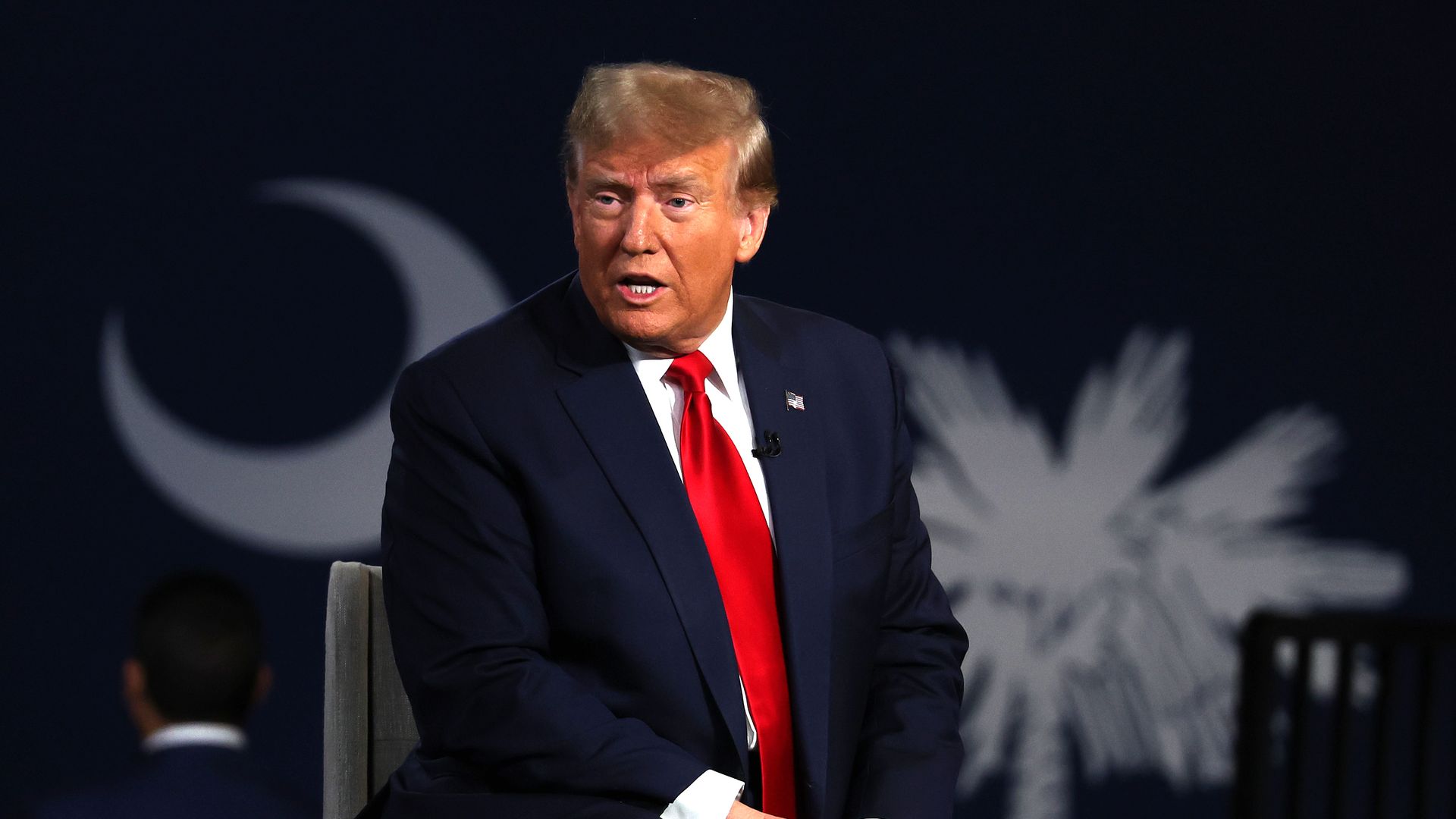 Republican presidential candidate, former U.S. President Donald Trump speaks during a Fox News town hall at the Greenville Convention Center on February 20, 2024 in Greenville, South Carolina.