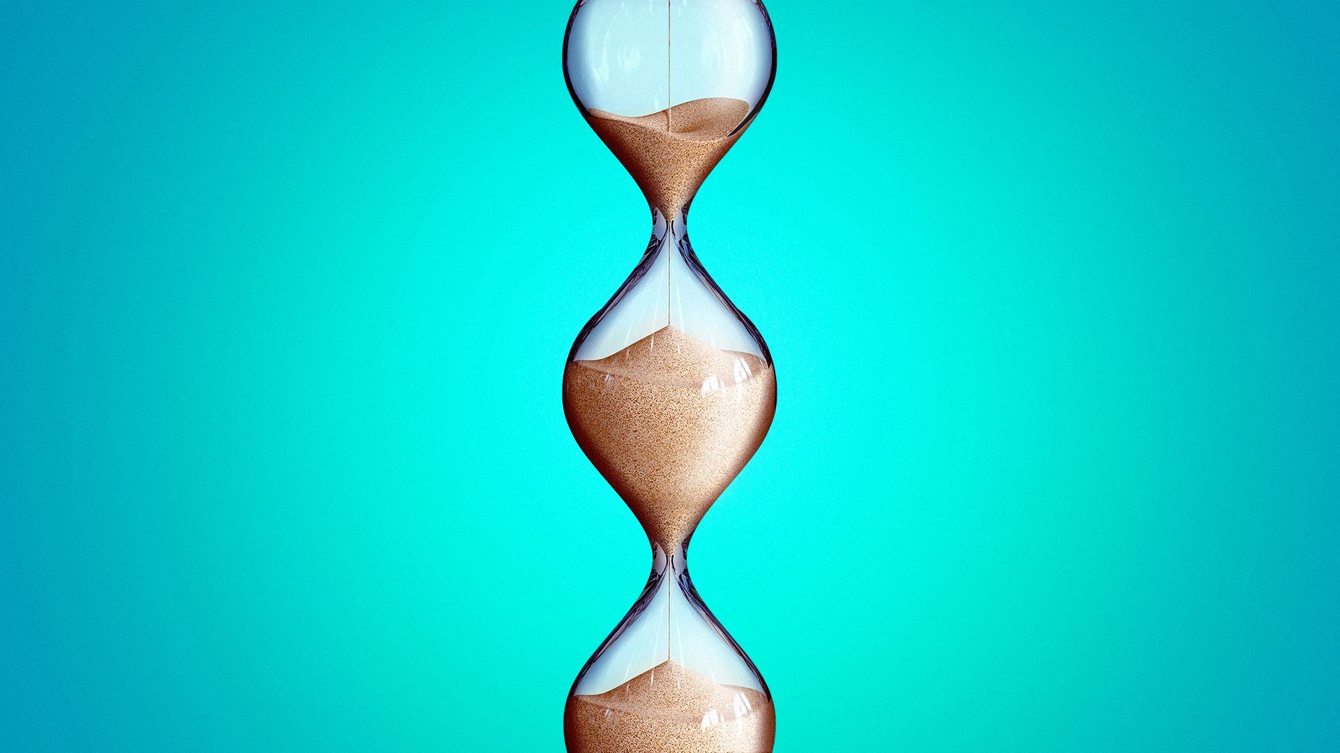 Illustration of an hourglass that repeats so the sand never runs out. 