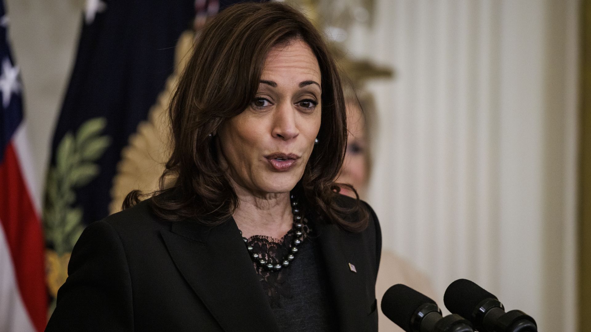 U.S. Vice President Kamala Harris speaks in the East Room of the White House in Washington, D.C. on March 3, 2022. 