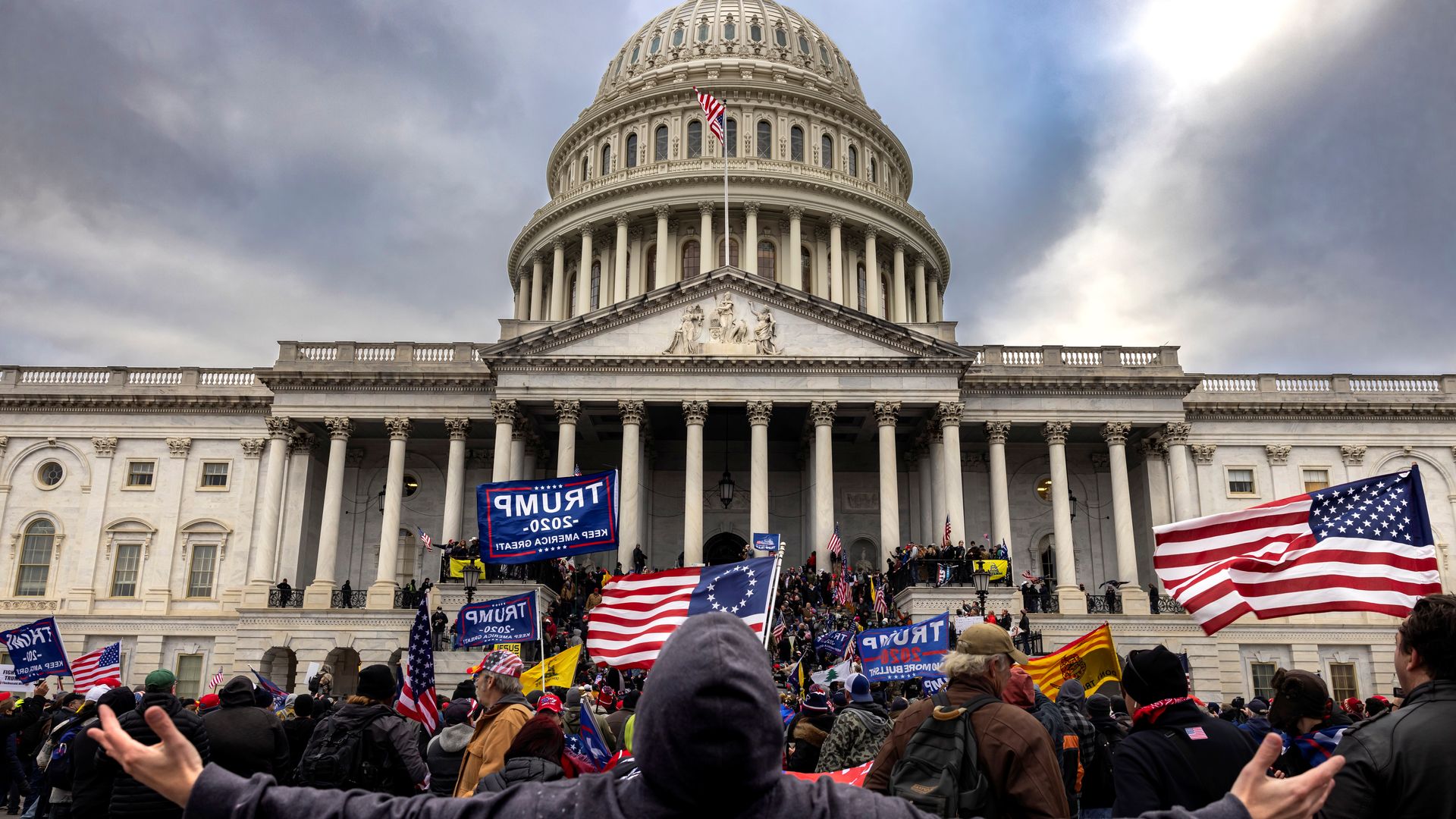 Pro-Trump protesters gather in front of the U.S. Capitol Building on January 6, 2021 in Washington, DC.